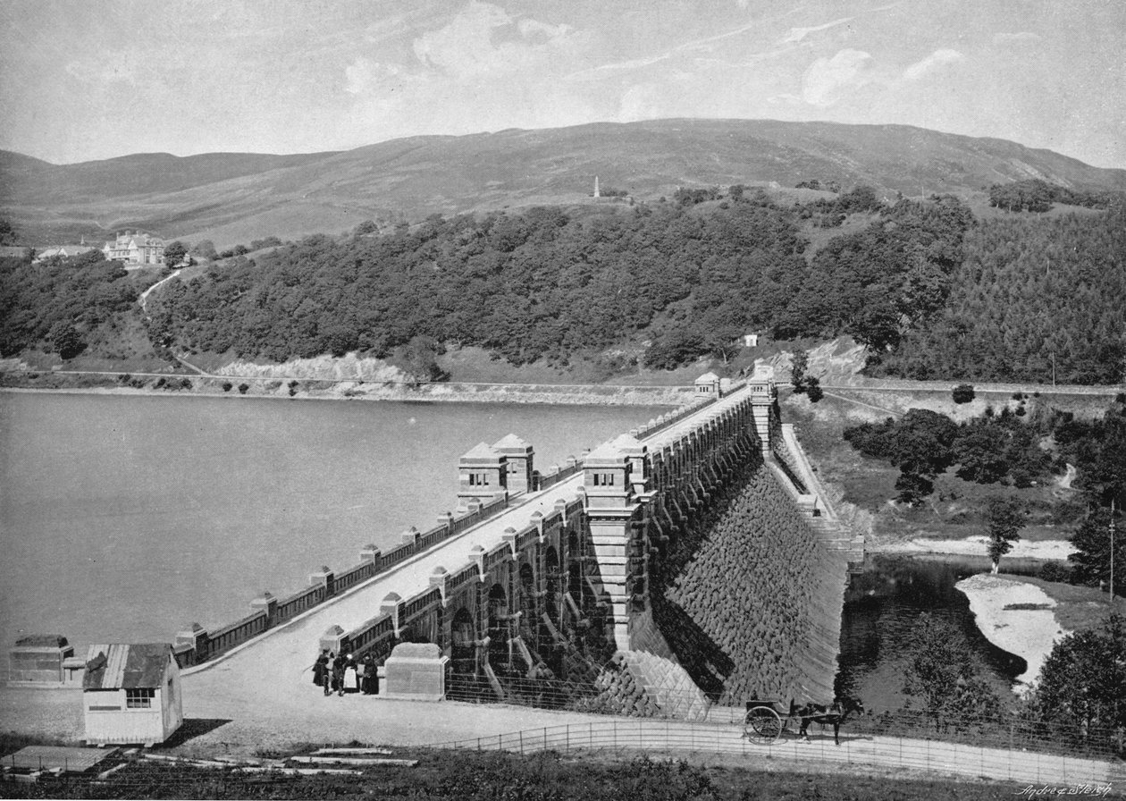 A gát, Vyrnwy-tó, 1896 alkotó: Valentine and Sons Ltd