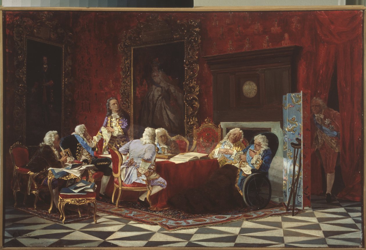 Artyemij Volinszkij egy orosz kabinetülésen, 1875 alkotó: Valeri Ivanovich Jacobi