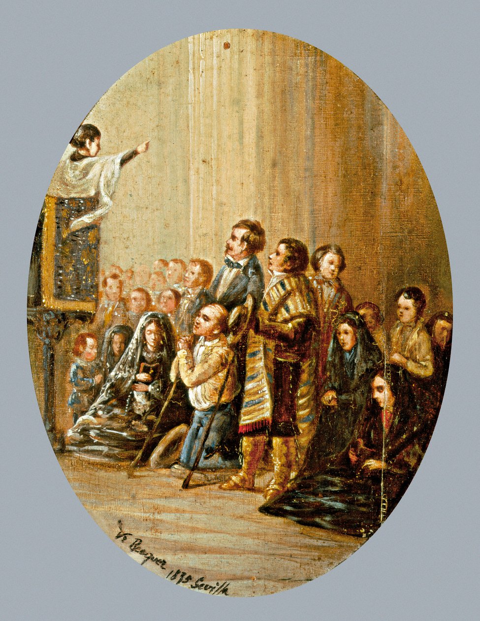 A prédikáció. Valeriano DOMINGUEZ BECQUER (1834-1870) festménye. Olaj, fa alkotó: Valeriano Domínguez Bécquer