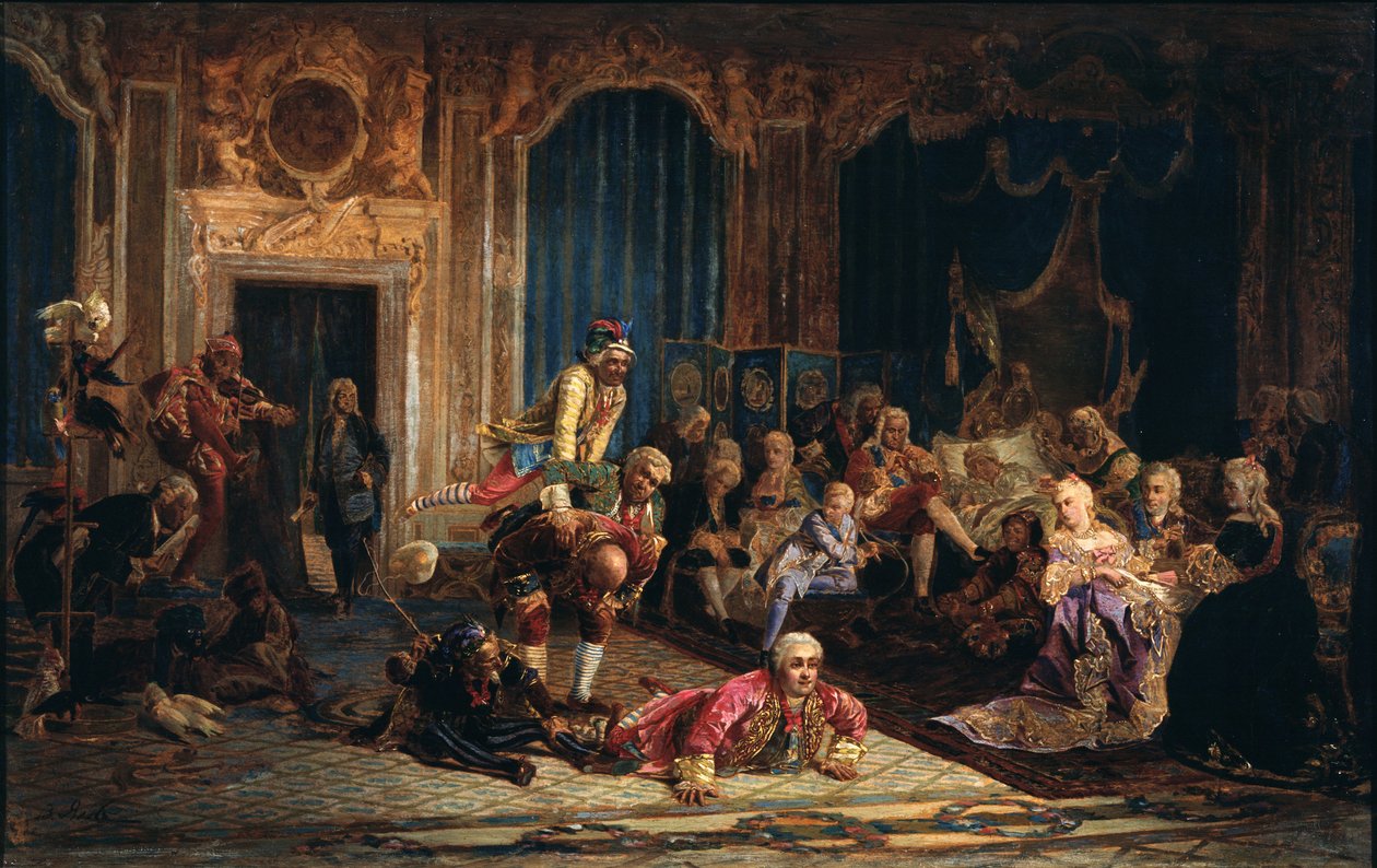 Jesters Anna Joannovna császárné udvarában, 1872 alkotó: Valery Ivanovich Jacobi