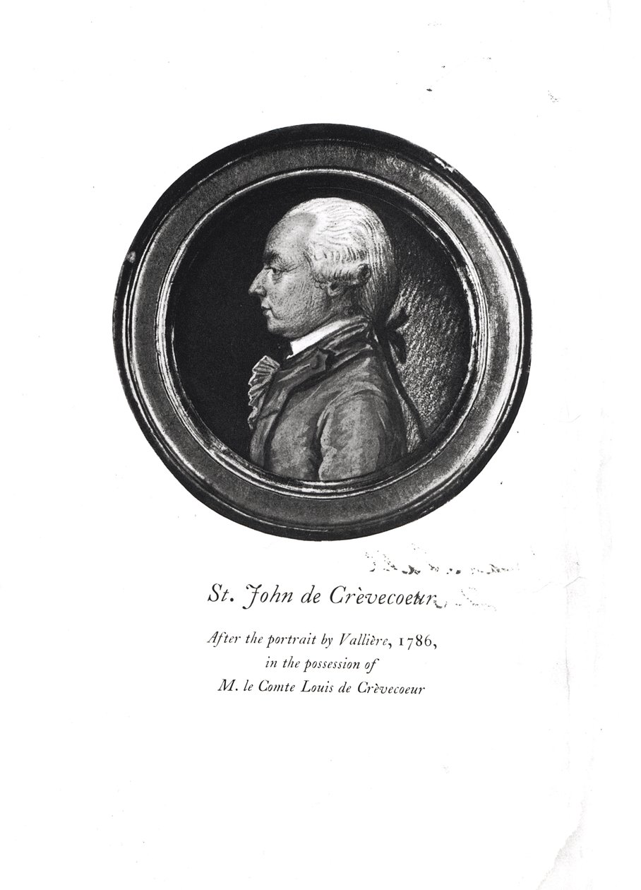 Michel-Guillaume-Jean de Crevecoeur (1735-1813) „Vázlatok a 18. századi Amerikáról” című művének előlapja alkotó: Valliere