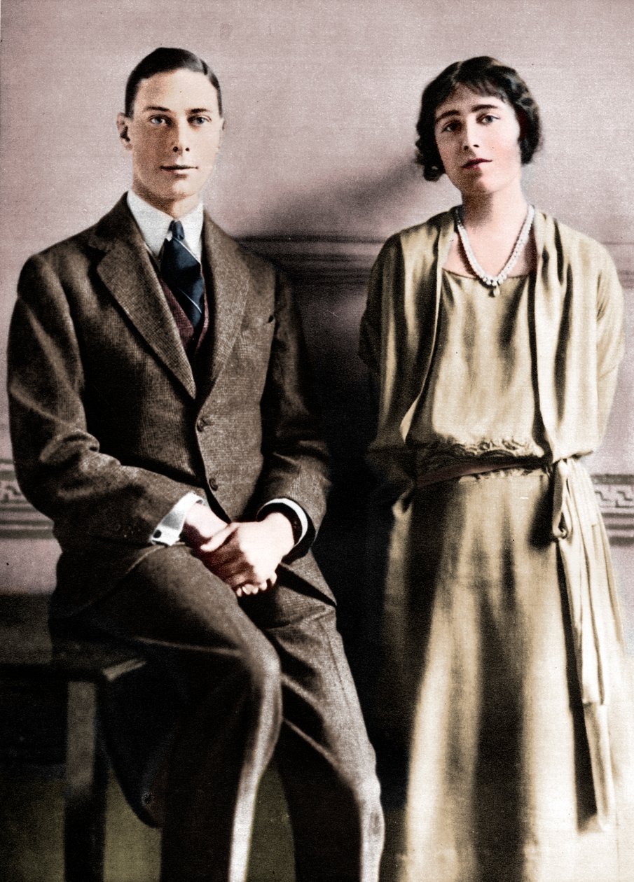 „Lady Elizabeth Bowes Lyon és York hercege eljegyzésük bejelentésekor”, 1923 alkotó: Vandyk