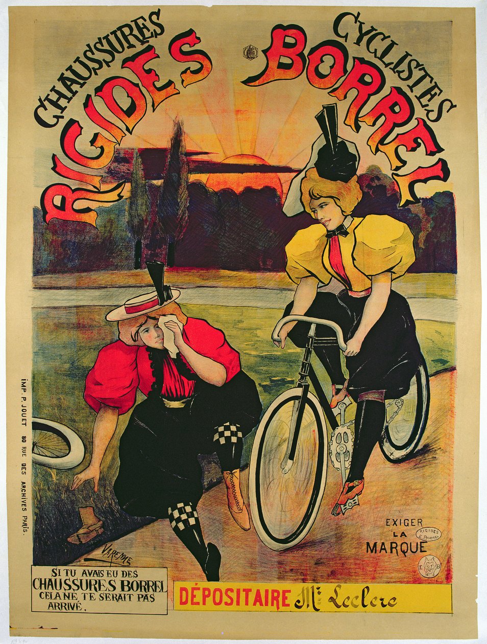 Reklámplakát Borrel cipő kerékpárokhoz, 1900 körül alkotó: Varenne