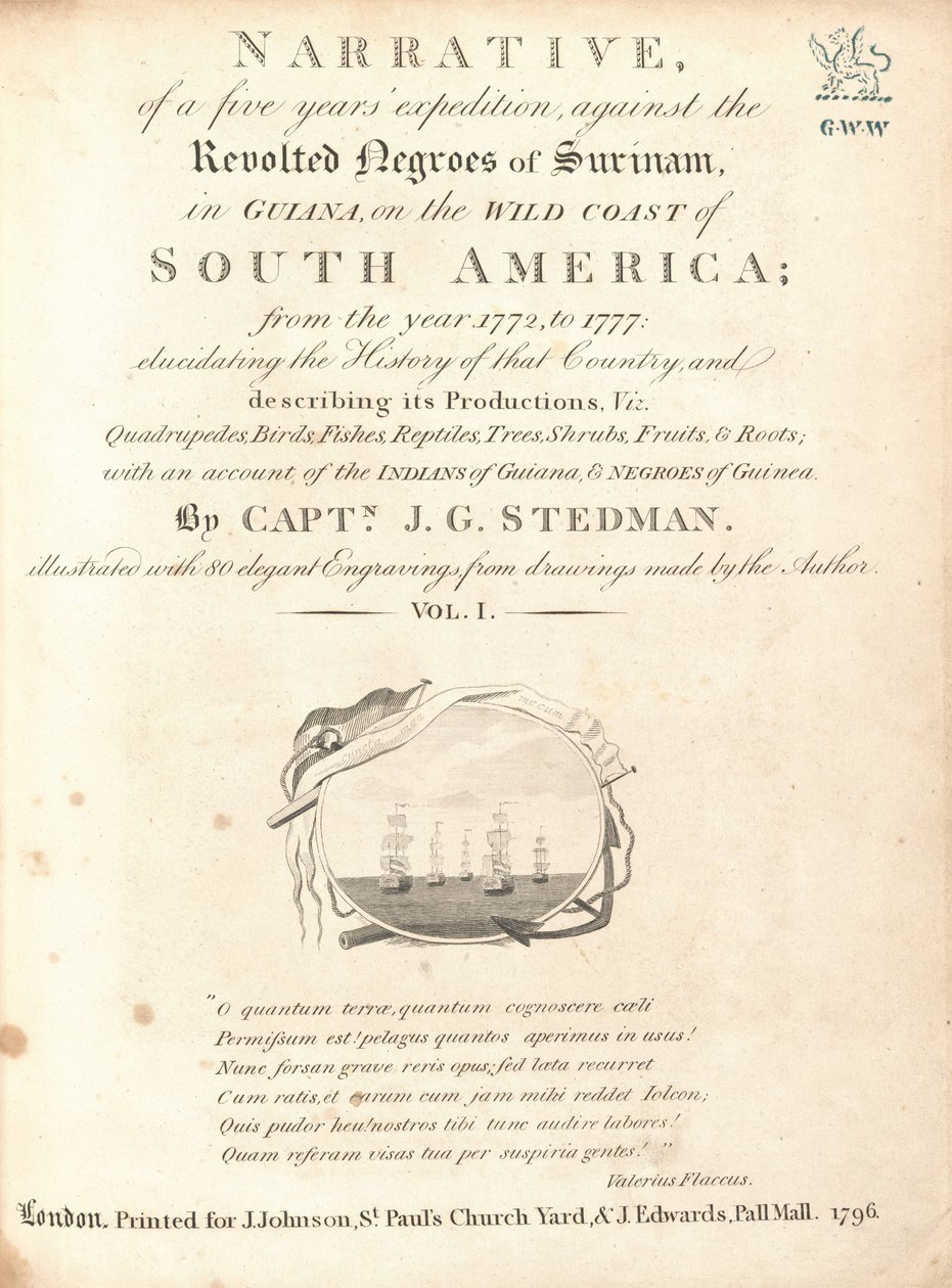 Elbeszélés egy ötéves expedícióról, a fellázadt surinami négerek ellen, Guyanában, Dél-Amerika vad partján (I. kötet) alkotó: Various Artists, including William Blake, after John Gabriel Stedman
