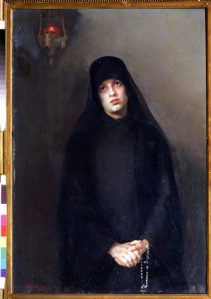 Egy apáca (A nun). Varvara Matvejevna Baruzdina (1862-1941) festménye. Olajfestmény alkotó: Varvara Baruzdina