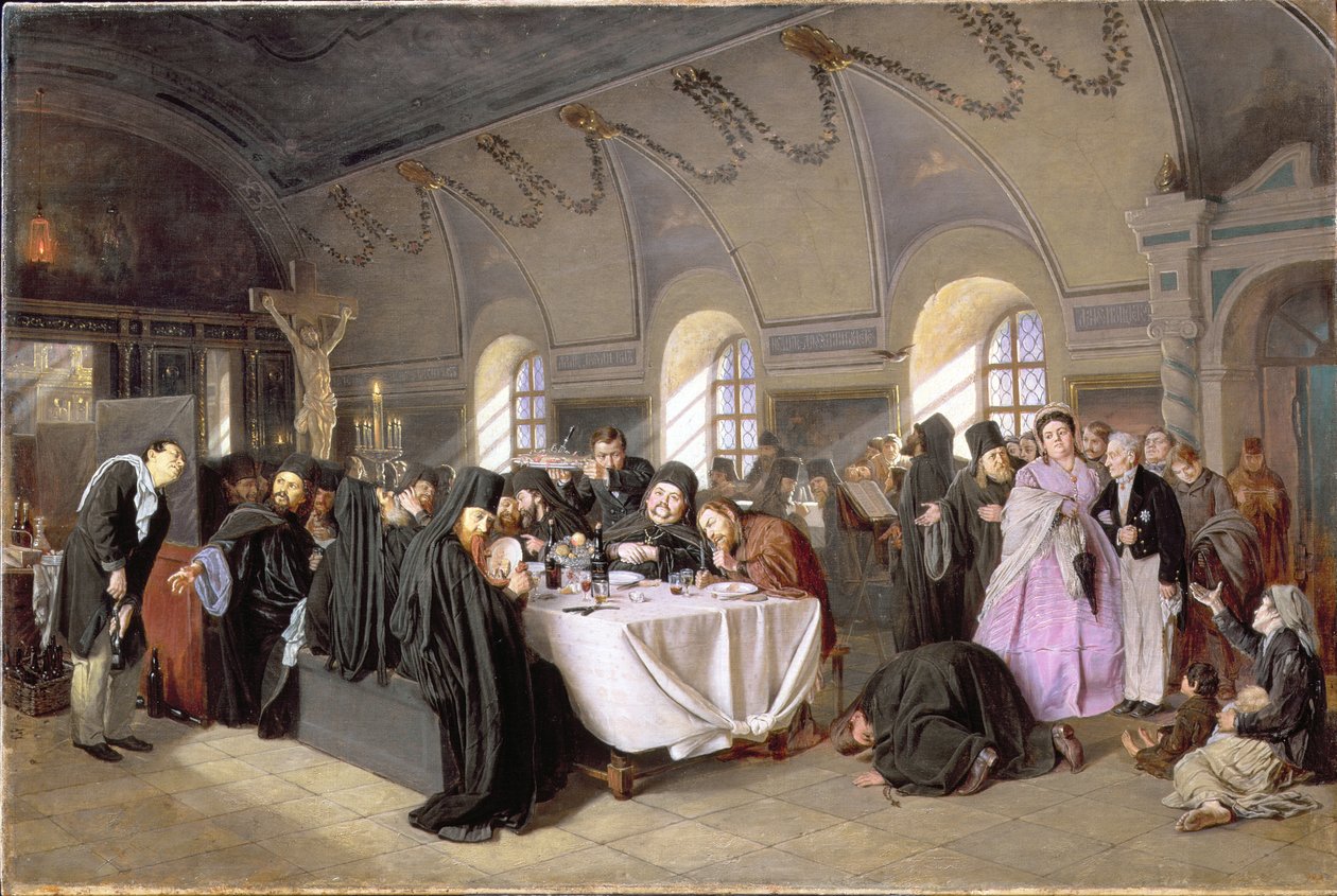 A refektórium, 1865-76 alkotó: Vasili Grigorevich Perov