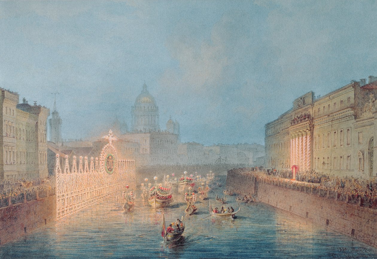 Megvilágítás a szentpétervári Moykában, 1856 alkotó: Vasili Semenovich Sadovnikov
