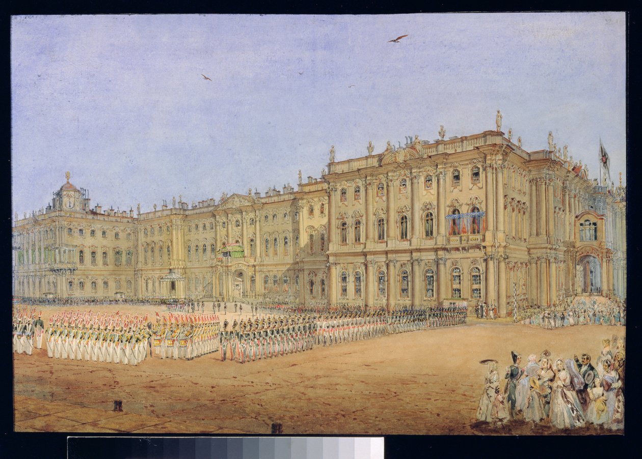 Szemle a szentpétervári Téli Palotában, 1840-es évek alkotó: Vasili Semenovich Sadovnikov