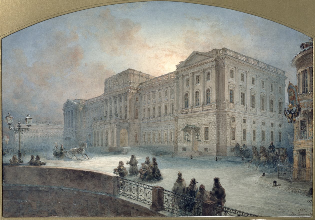 Kilátás a Mariinsky-palotára télen, 1863 alkotó: Vasili Semenovich Sadovnikov