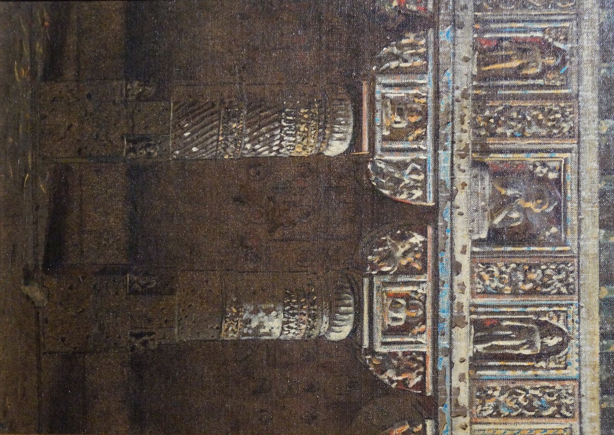 Egy barlangtemplom oszlopai Ajantában alkotó: Vasili Vasilievich Vereshchagin