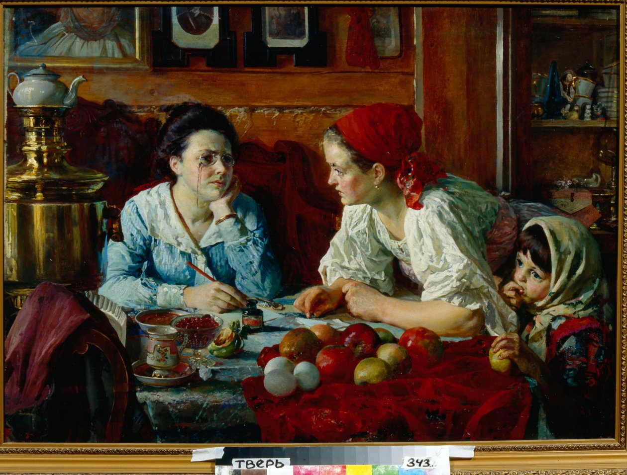 Levél Pétervárra (Oroszország) - Vaszilij Andrejevics Golinszkij (1854-1904) festménye, olaj, vászon (68x93,5 cm) alkotó: Vasili Andreyevich Golynsky