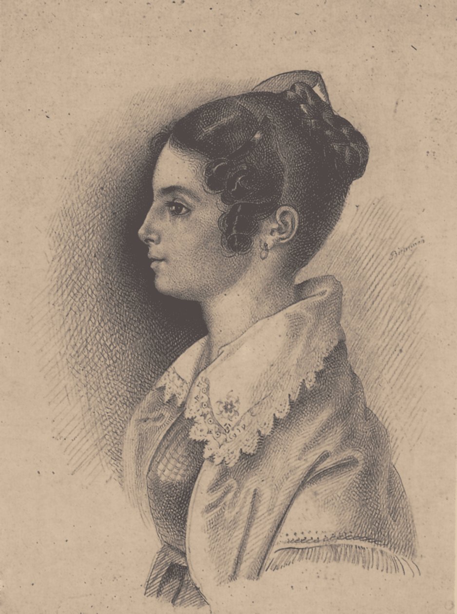 Vera Fjodorovna Vjazemszkaja grófnő, szül.: Gagarina 1790-1886 alkotó: Vasili Fyodorovich Binemann