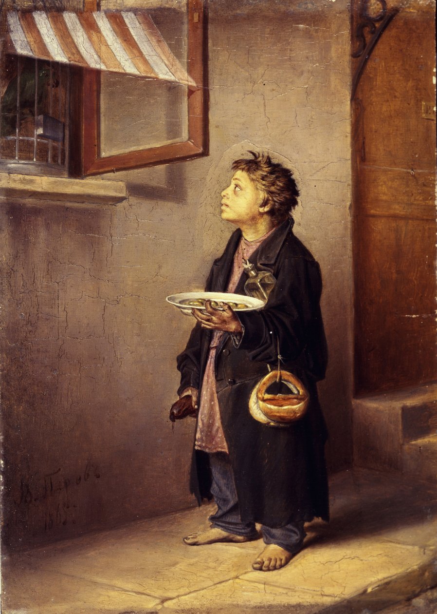Egy inas papagájt néz, 1865 alkotó: Vasili Grigorevich Perov