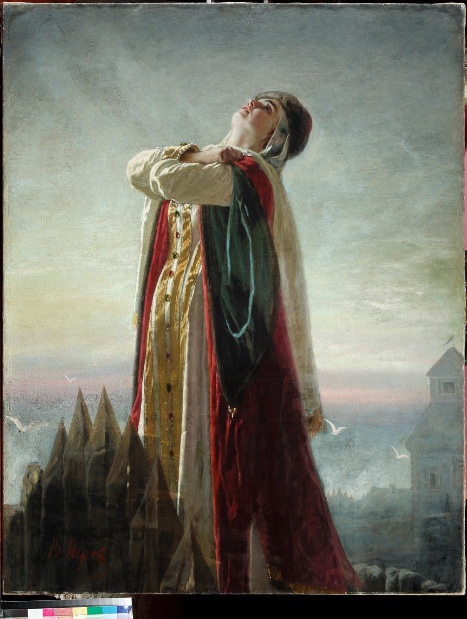 "La lamente de Jaroslavna" (Jaroszlavna siralma) Illusztráció Alekszandr Borogyin "Igor herceg" című operájához Vaszilij Perov (1834-1882) festménye alkotó: Vasili Grigorevich Perov