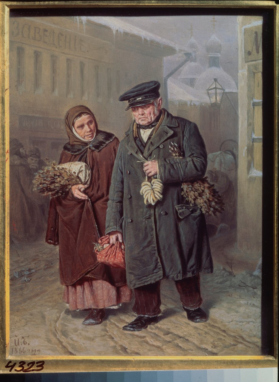 Nagyböjt hétfője (gyógyító és tisztító növényeket viselő pár a gőzfürdőben, húsvét előtt) - Tiszta hétfő - Vaszilij (Vaszilij) Grigorjevics Perov (1834-1882) festménye, olaj, fa alkotó: Vasili Grigorevich Perov