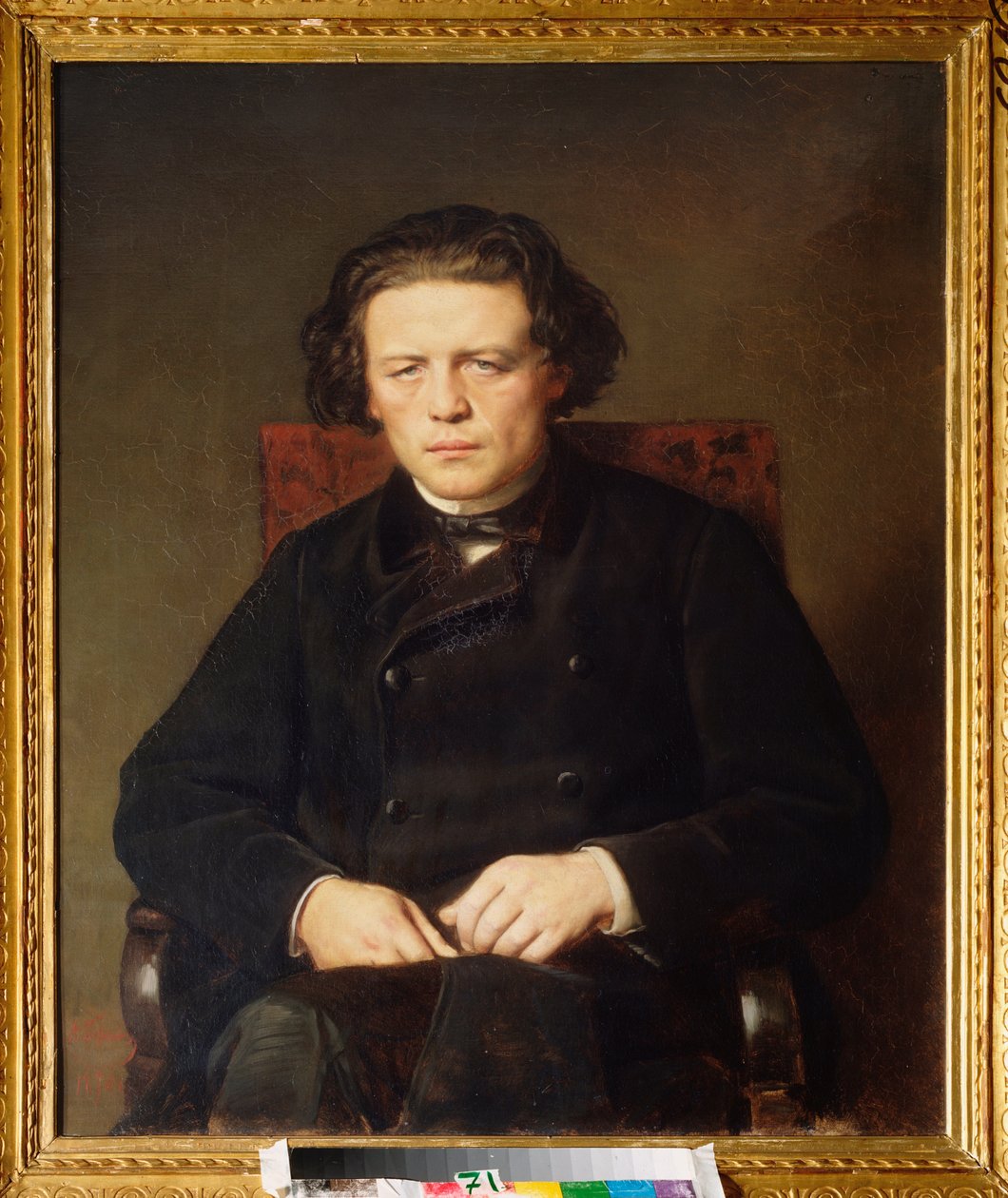 Anton Rubinstein (1829-1894) portréja. Vaszilij (Vaszilij) Grigorjevics Perov (1834-1882) festménye, olaj, vászon alkotó: Vasili Grigorevich Perov