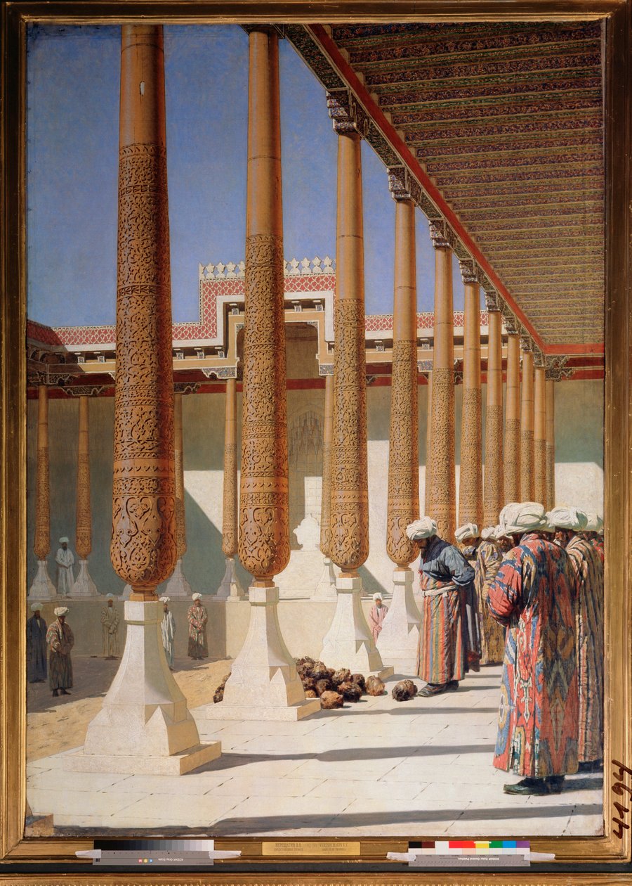 Trófeák kiállítása (levágott fejek Turkesztán oroszországi meghódítása során) alkotó: Vasili Vasilievich Vereshchagin