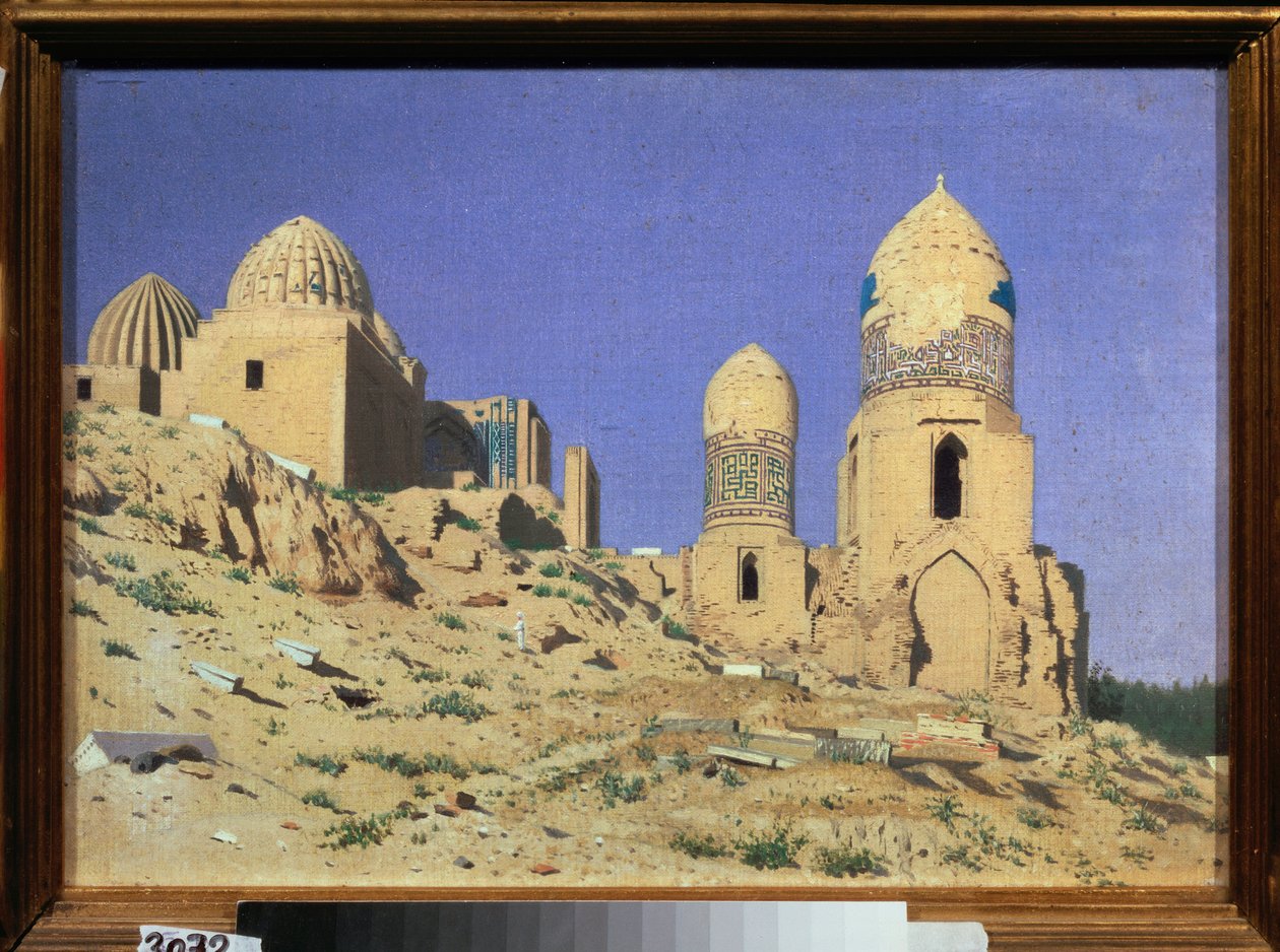 La necropole Shah I Zinda (Shah-i-Zinda) a Samarcande (Ouzbekisztán) (Shah I Zinda nekropolisz Szamarkandban) - Vaszilij Vasziljevics Verescsagin (Vaszilij Verechtchaguine) peinture (1842-1904), huile sur toile alkotó: Vasili Vasilievich Vereshchagin