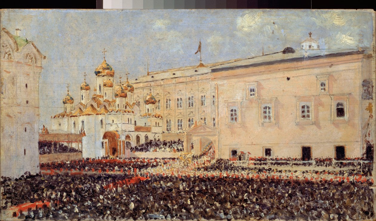 III. Sándor császár megkoronázása a moszkvai Kremlben 1883. május 15-én – Vaszilij Vasziljevics Verescsagin (Vaszilij Verescsagin) festménye ( alkotó: Vasili Vasilievich Vereshchagin
