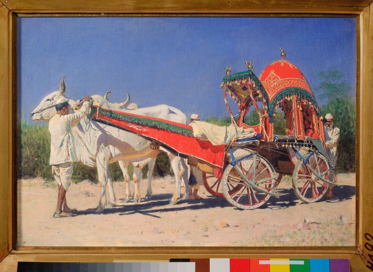 Egy gazdag család járműve Delhiben (India) - Vaszilij Vasziljevics Verescsagin (Vaszilij Verescsagin) (1842-1904) festménye, olaj, vászon alkotó: Vasili Vasilievich Vereshchagin