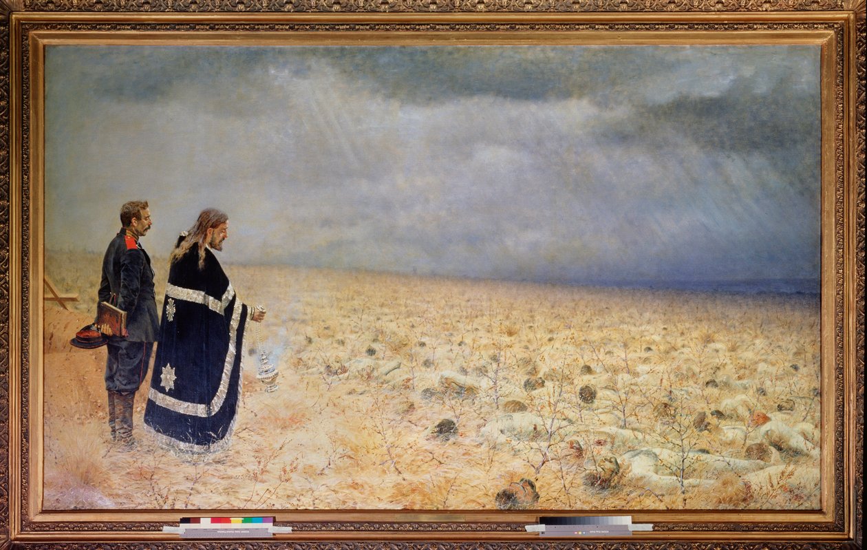 A legyőzött, rekviem (The Vanquished, Requiem) (Pleven (Plevna) ostroma után Bulgáriában, orosz-török ​​háború alkotó: Vasili Vasilievich Vereshchagin