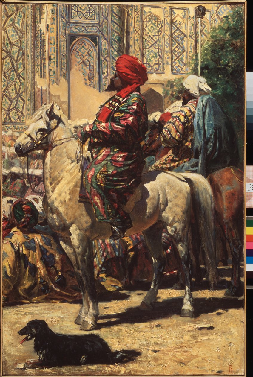 Un cavalier a Samarcande (Üzbegisztán) (Egy lovas Szamarkandban) - Peinture de Vasili Vailyevich Vereshchagin (Vassili Verechtchaguine) (1842-1904), huile sur toile alkotó: Vasili Vasilievich Vereshchagin