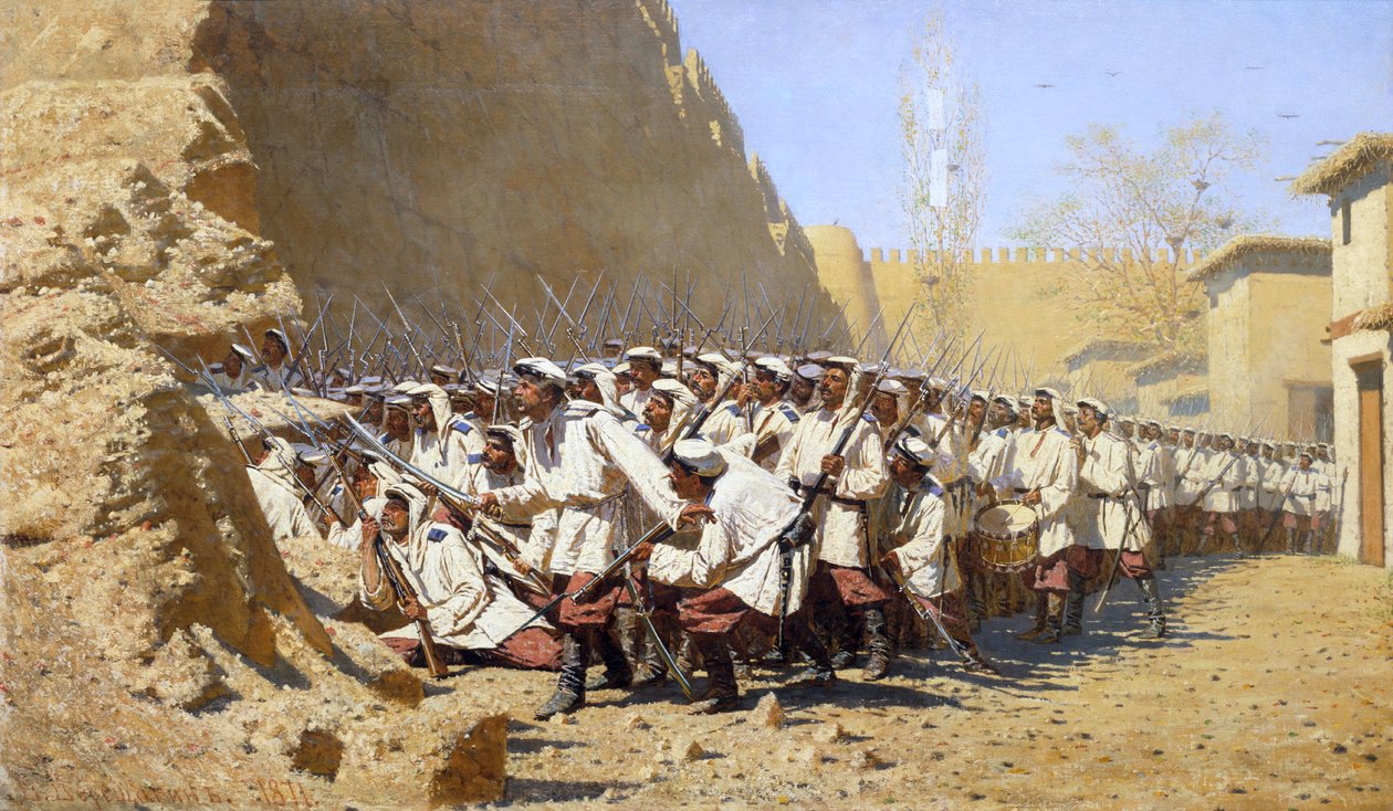 Az erőd falainál. Engedd be őket!”, 1871. alkotó: Vasili Vasilyevich Vereshchagin