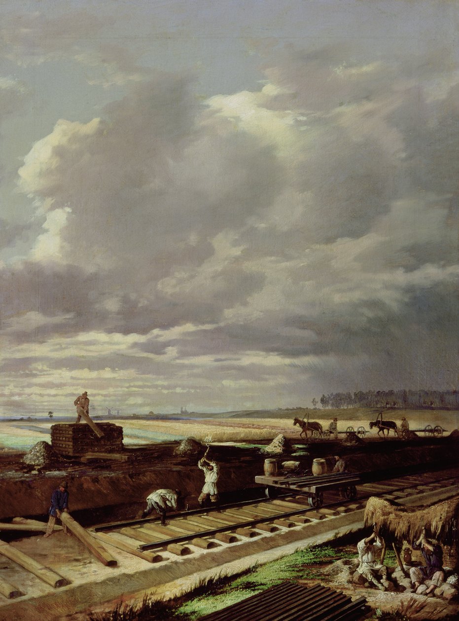 Vasútvonal építése, 1871 alkotó: Vasili Vladimirovits Pukirev