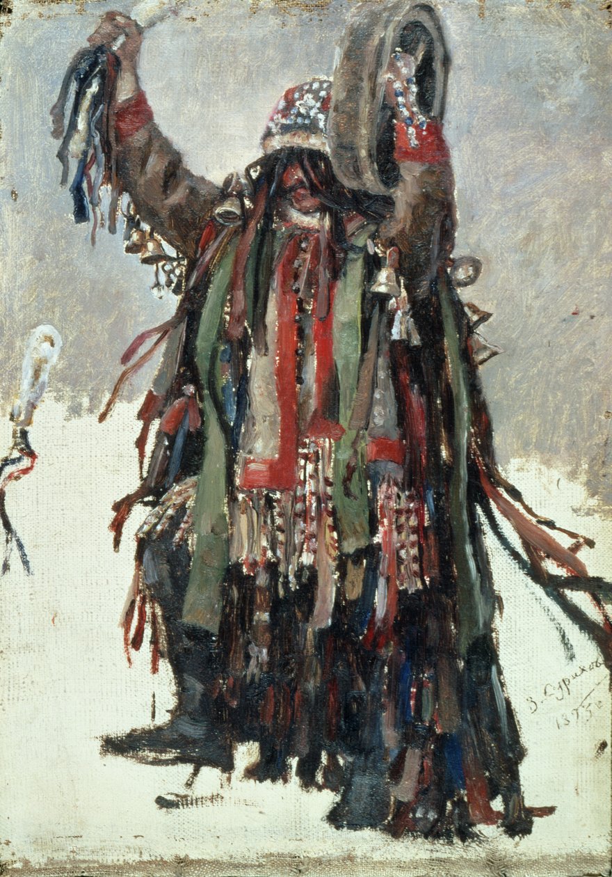 Egy sámán, vázlat a „Yermak meghódítja Szibériát” című filmhez, 1893 alkotó: Vasilij Ivanovic Surikov