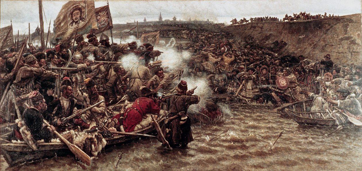 Yermak Szibéria meghódítása 1582-ben, 1895-ben alkotó: Vasilij Ivanovic Surikov