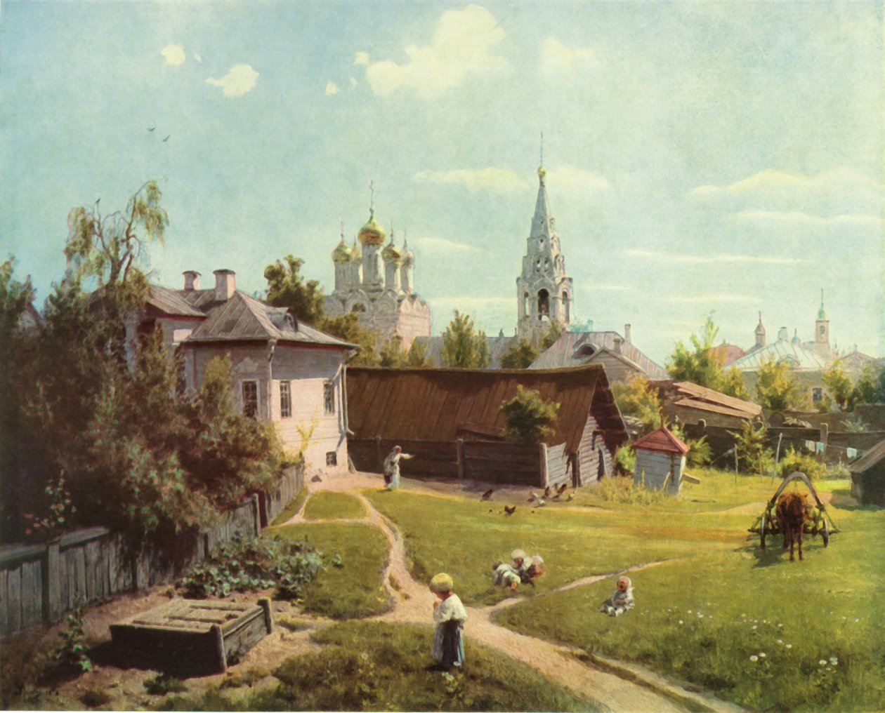 „Moszkvai belső udvar”, 1878, 1965. alkotó: Vasilij Dmitrievic Polenov