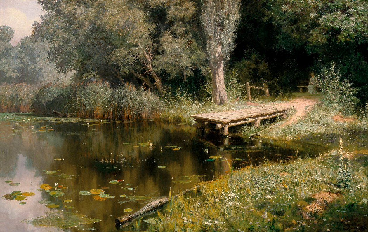 A medence növényzettel benőtt. Vaszilij Dmitrijevics Polenov (1844-1927) festménye alkotó: Vasilij Dmitrievich Polenov