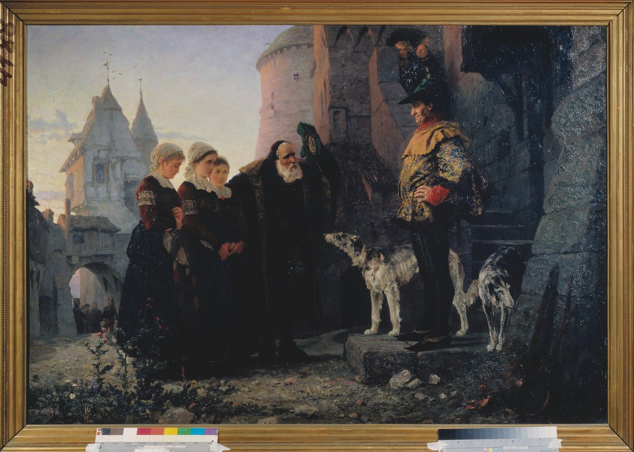 Le droit de la premiere nuit (droit de seigneur du seigneur) - Az első éjszaka joga - Vaszilij Dmitrijevics Polenov (1844-1927) festménye, olaj, vászon alkotó: Vasilij Dmitrievich Polenov