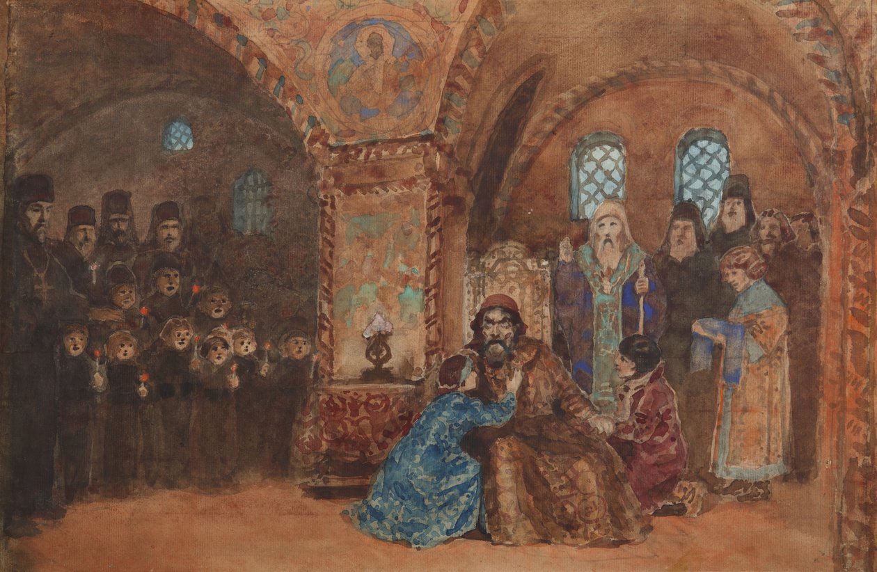 Színpadterv M. Muszorgszkij Borisz Godunov című operájához alkotó: Vasilij Dmitrievich Polenov