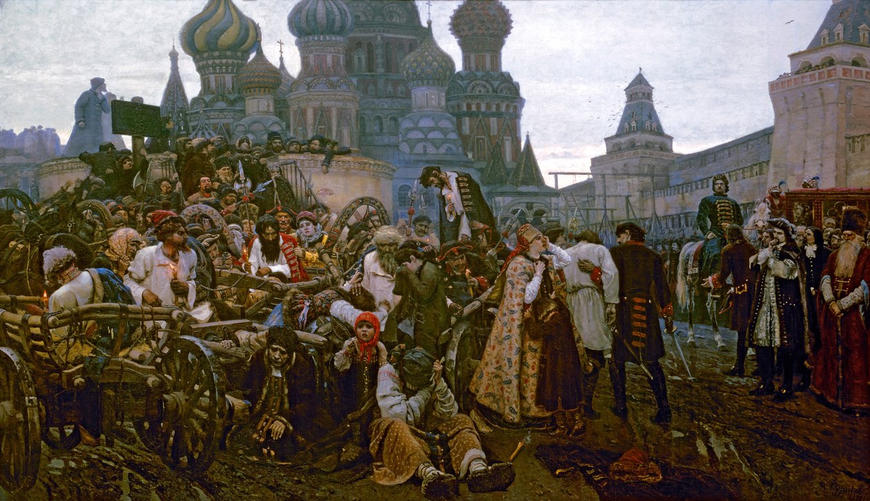 A Streltsy kivégzésének reggele 1698-ban, 1881-ben alkotó: Vasilij Ivanovic Surikov