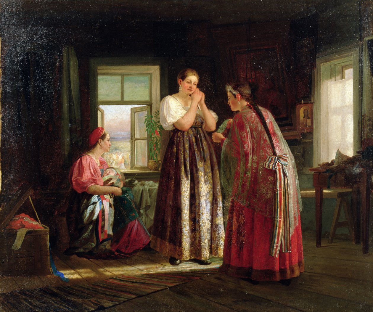 Felkészülés egy parti előtt, 1869 alkotó: Vasily Maximov