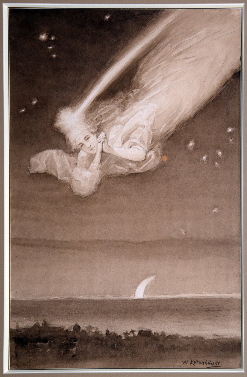 Etoile filante (hulló csillag) - Aquarelle sur papier de Vassili (Vasili, Vasilii, Wilhelm) Alekszandrovics Kotarbinszkij (Kotarbinski, Kotarbinskii) (1849-1921), annees 1910 - Gyűjtemény privee alkotó: Vasily Alexandrovich Kotarbinsky