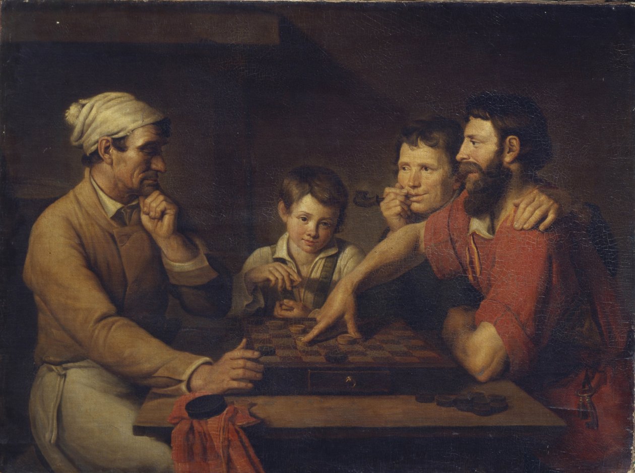Egy szakács, aki piszkozatot játszik egy gondnokkal, 1824 alkotó: Vasily Ivanovich Gryaznov