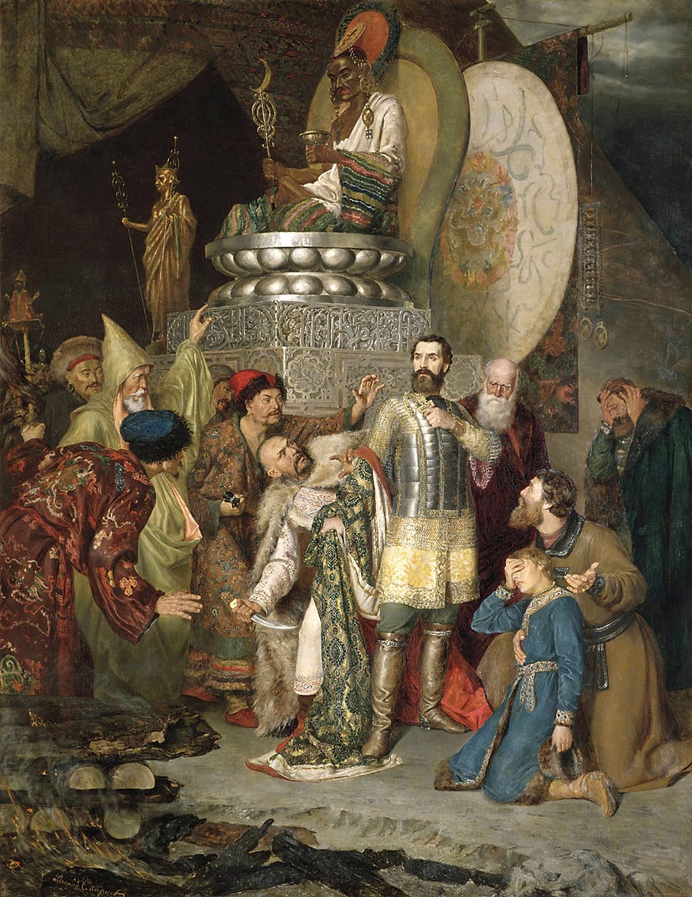 „Mihály csernigovi herceg Batu kán táborában”, 1246 1883. alkotó: Vasily Smirnov