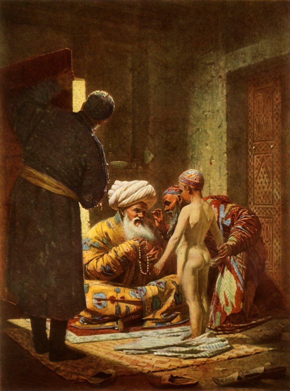 Egy fiatal jobbágy eladása, 1872, 1965. alkotó: Vasily Vereshchagin