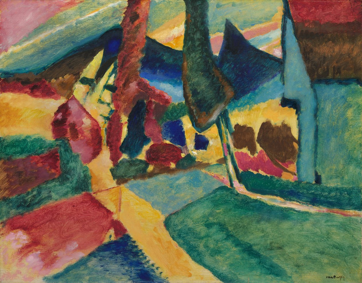 Táj két nyárfával, 1912. alkotó: Wassily Kandinsky