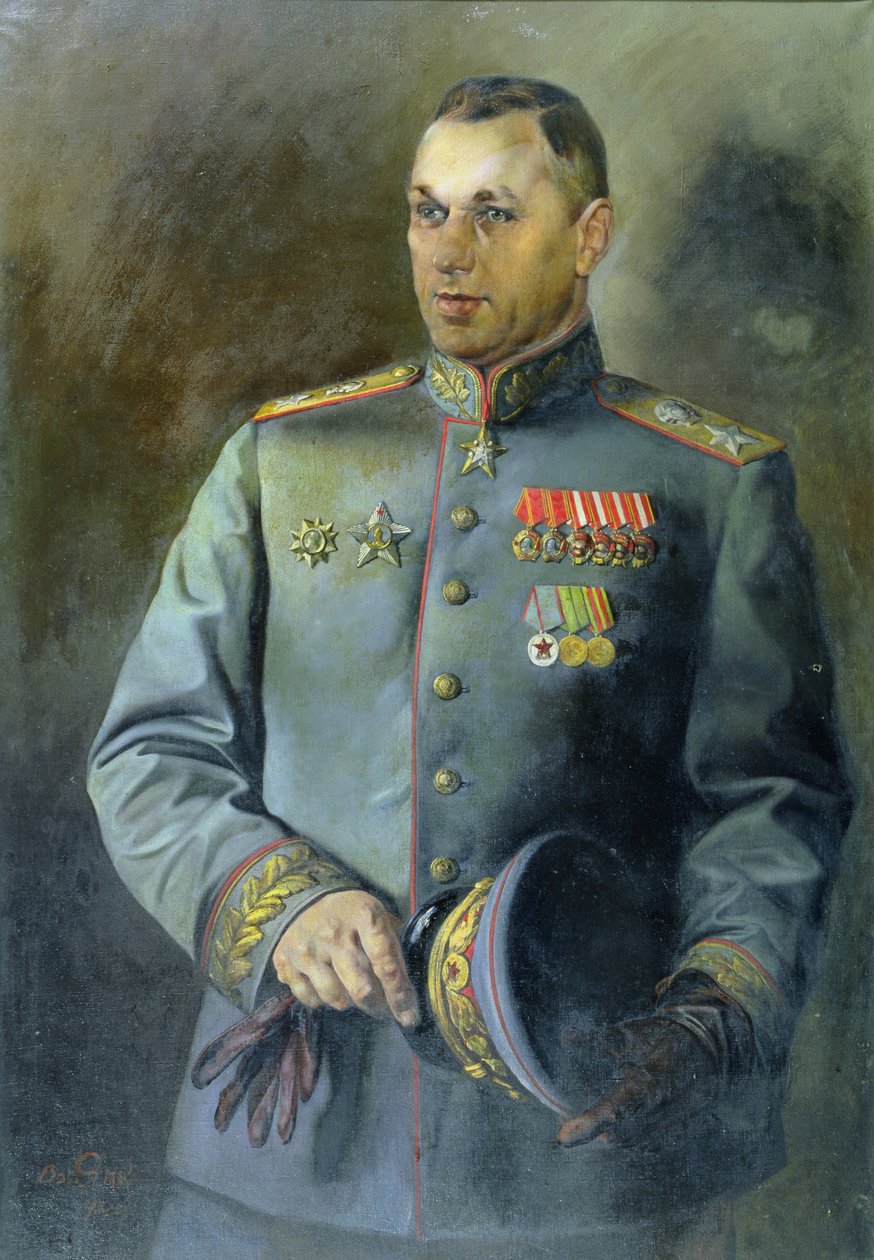 Konsztantyin Rokosszovszkij, a Szovjetunió és Lengyelország marsalljának portréja (1896-1968) alkotó: Vassily Nikolayevich Yakovlev