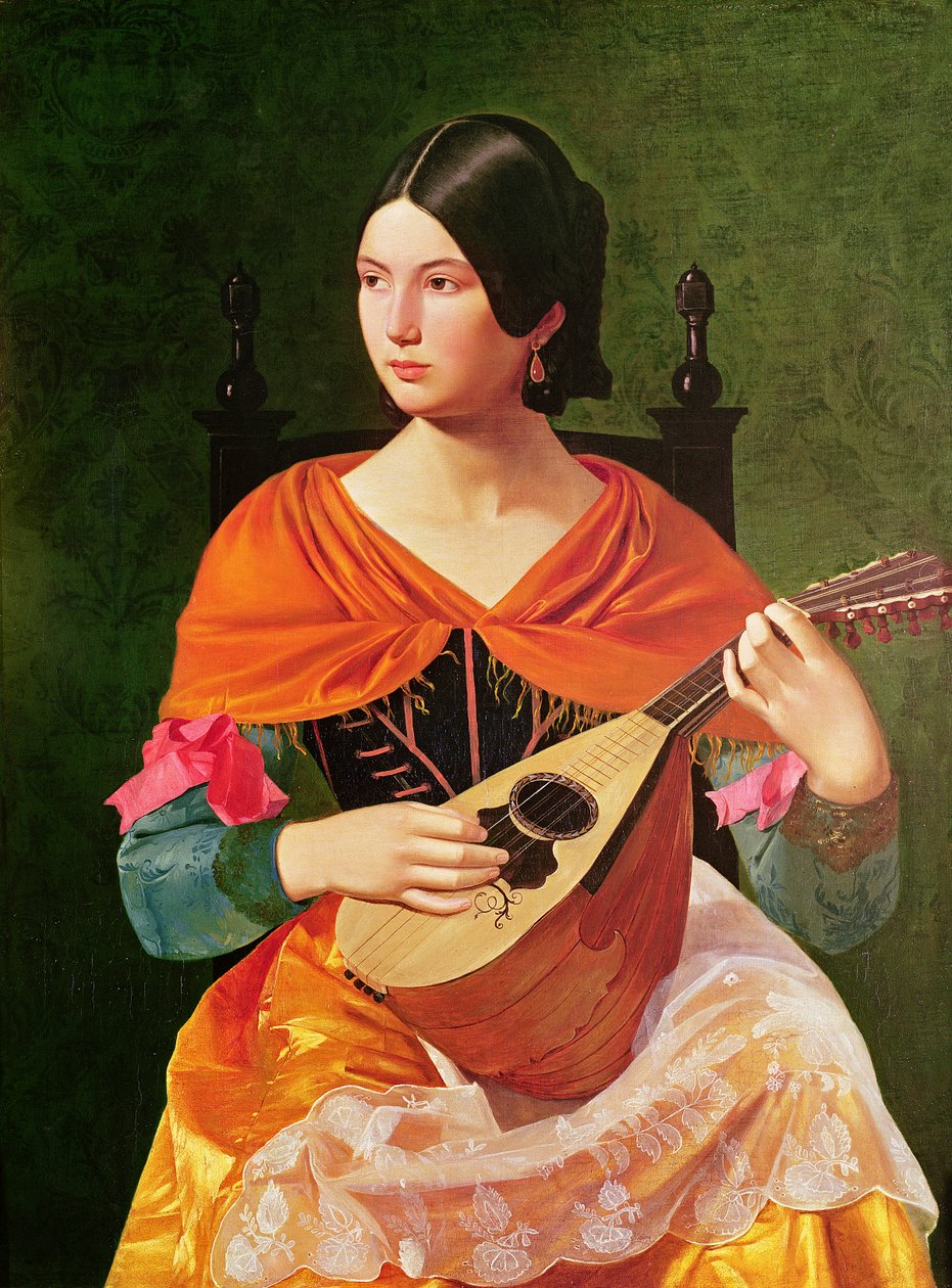 Fiatal nő mandolinnal, 1845-47 alkotó: Vekoslav Karas