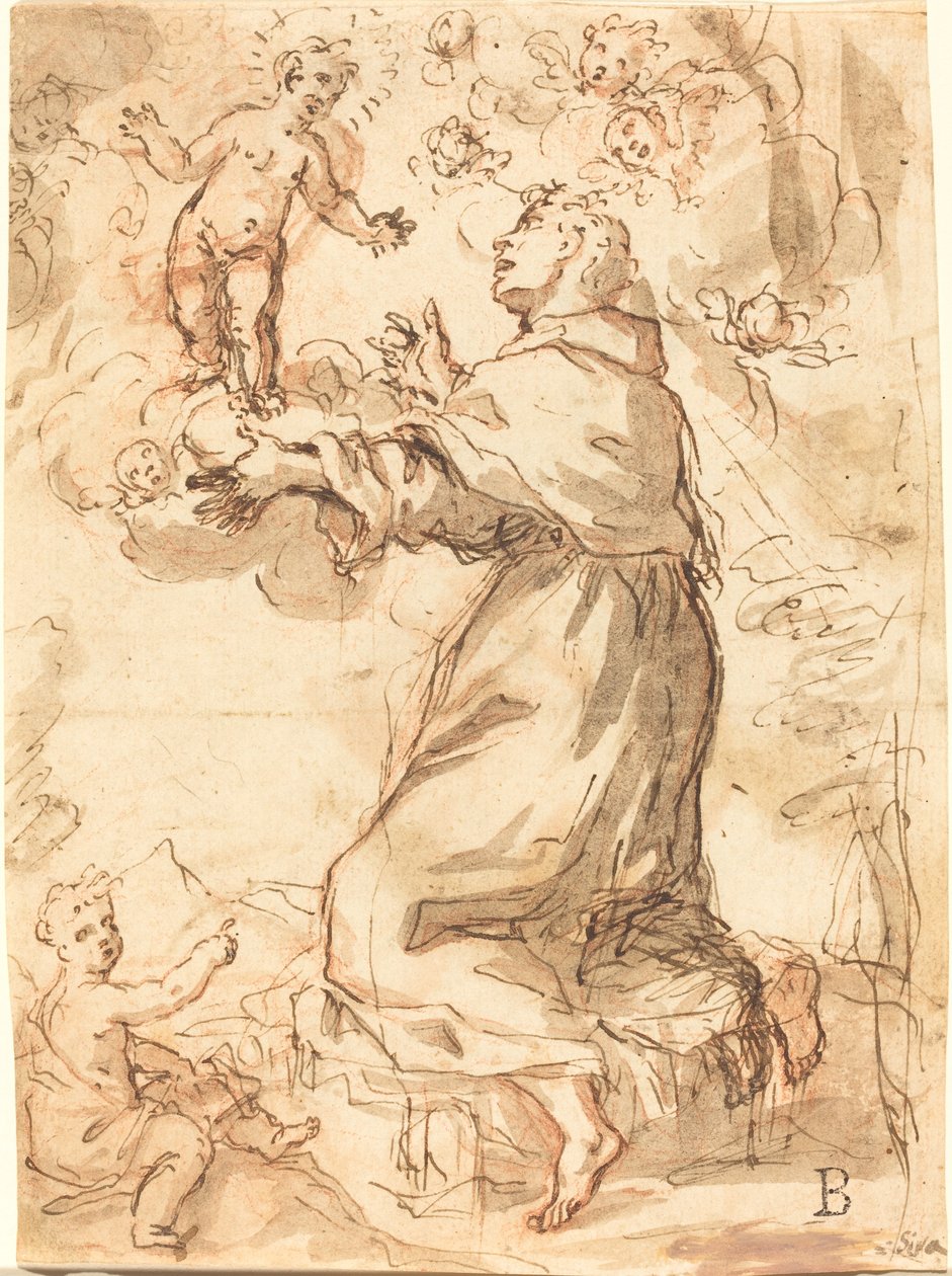 A Krisztus gyermeke megjelenik Szent Ferencnek alkotó: Venetian 17th Century