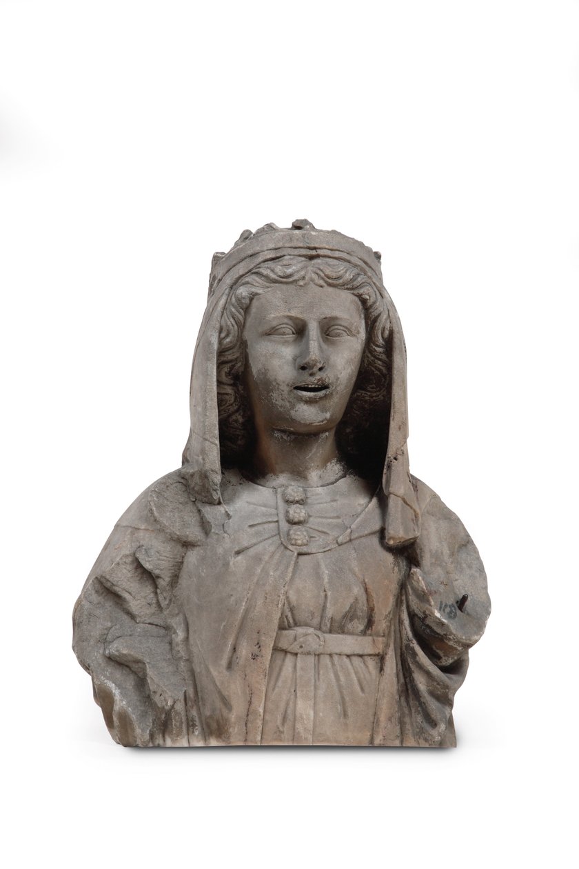 Egy női szent faragott márvány mellszobra (márvány) alkotó: Venetian School