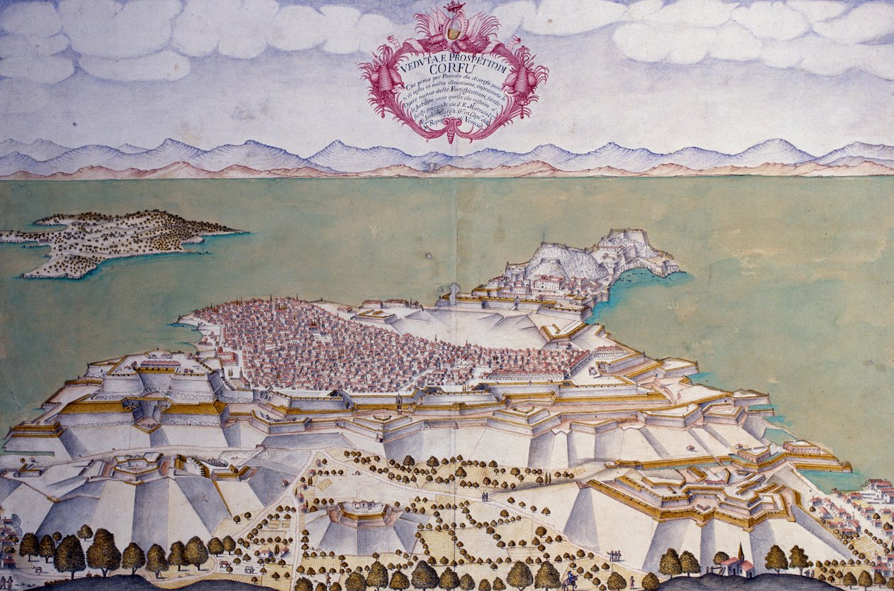 Korfu városrajza erődítményeivel, velencei államlevéltár alkotó: Venetian School