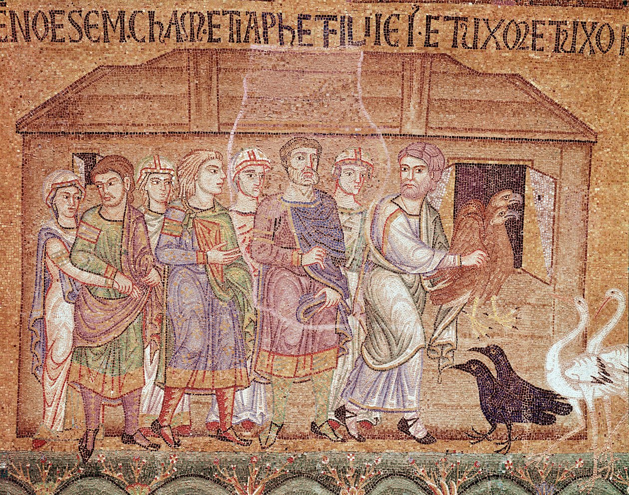 Noé élete, Noé vezeti családját a bárkában (mozaikrészlet alkotó: Veneto Byzantine School