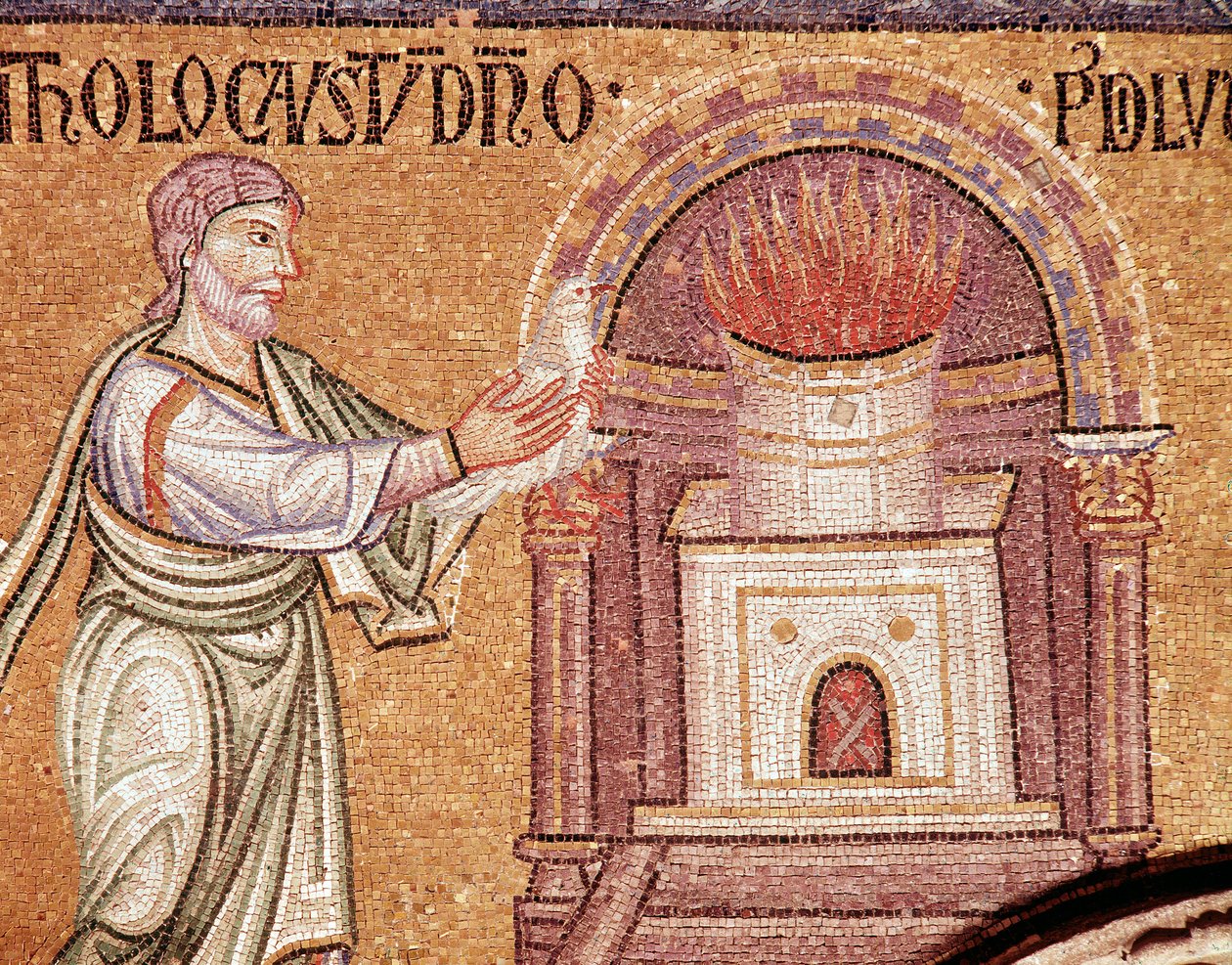 Noé élete, Noé hálát ad egy oltárnál (mozaikrészlet alkotó: Veneto Byzantine School