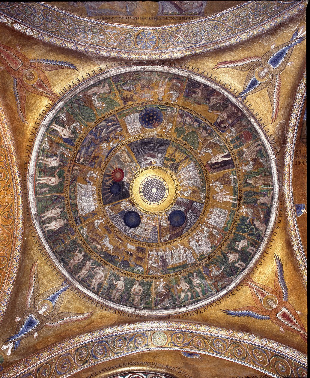 Kilátás a kupolára mozaikokkal, arany alapon alkotó: Veneto Byzantine School