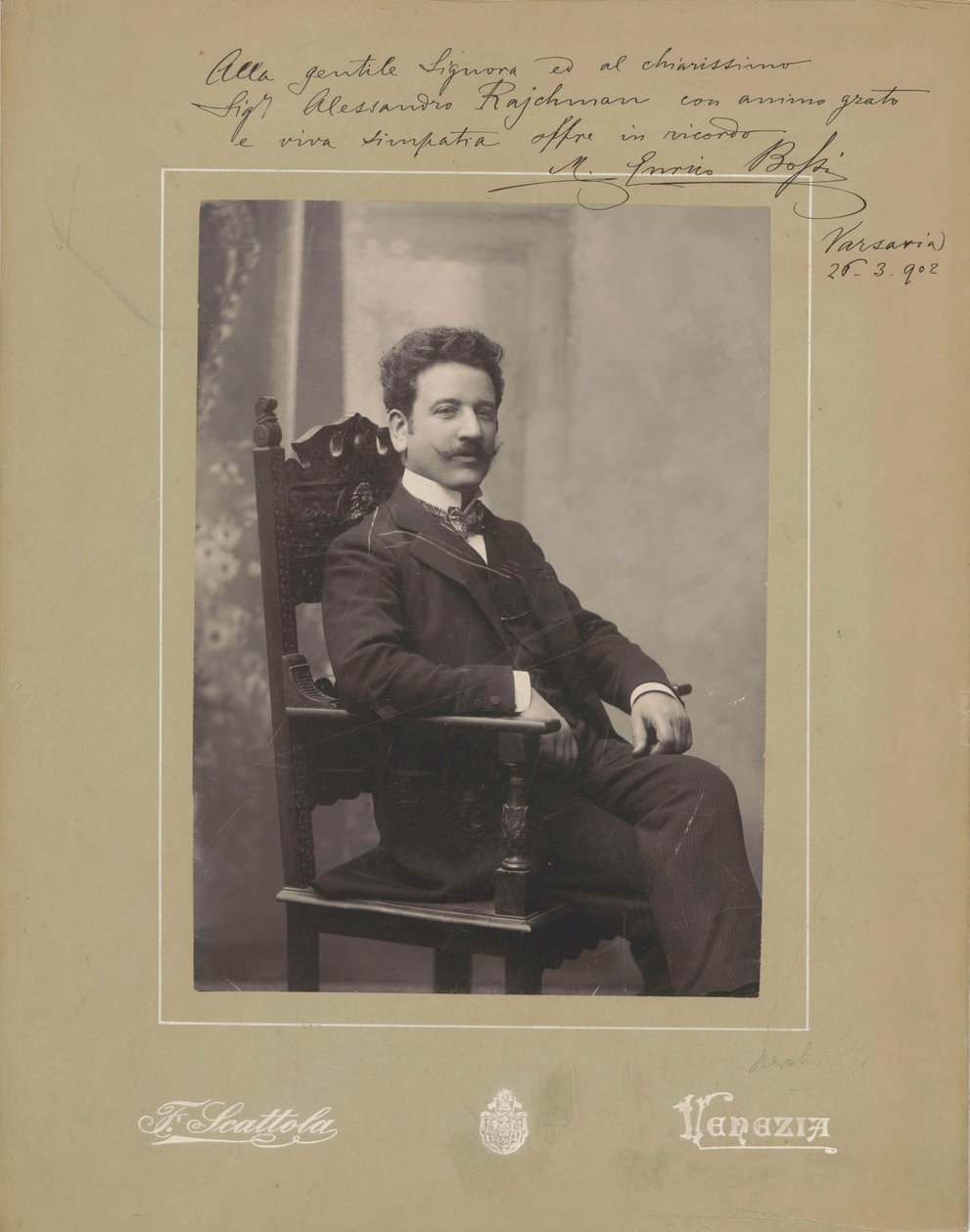 Marco Enrico Bossi orgonista és zeneszerző portréja 1861-1925 , c. 1900. alkotó: Venezia . Photo studio Francesco Scattola